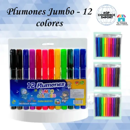 PLUMONES JUMBO - 12 COLORES