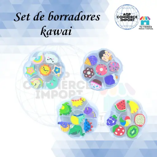 SET DE BORRADORCITOS KAWAI