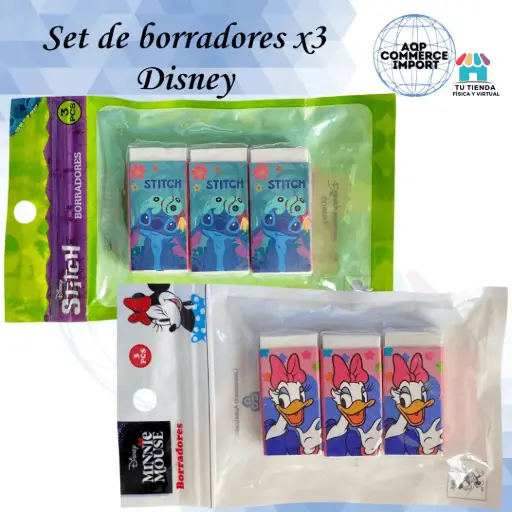 SET DE BORRADORES x3 DISNEY