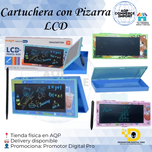 CARTUCHERA CON PIZARRA LCD