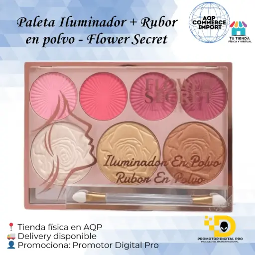 PALETA RUBOR/CONTORNO + ILUMINADOR - FLOWER SECRET