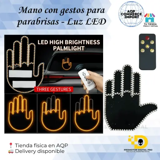 MANO CON GESTOS PARA PARABRISAS - LUZ LED
