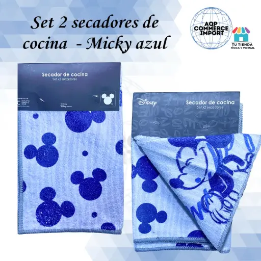 SET X 2 UNDS SECADORES DE COCINA - MICKEY AZUL