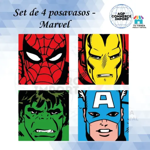 SET DE 4 POSAVASOS - MARVEL
