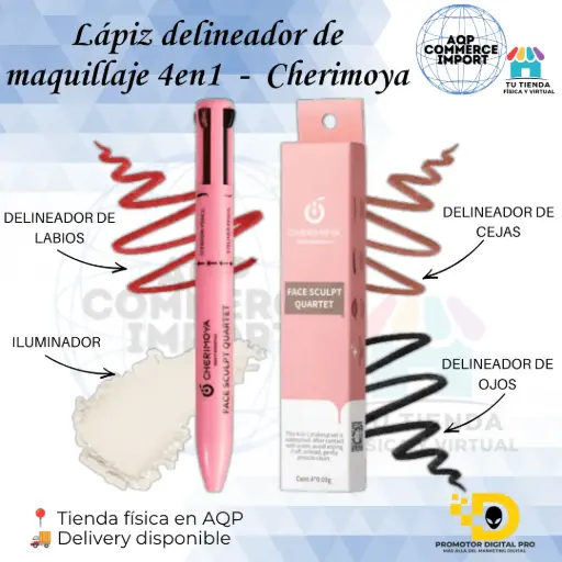 LÁPIZ DELINEADOR DE MAQUILLAJE 4EN1 - CHERIMOYA