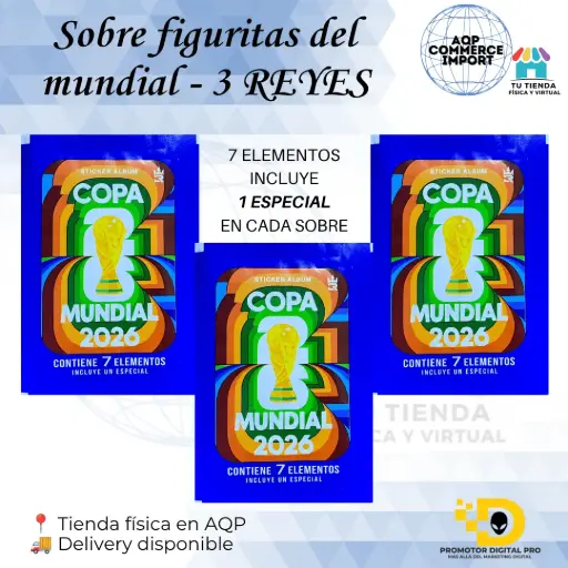SOBRE FIGURITAS DEL MUNDIAL - 3 REYES