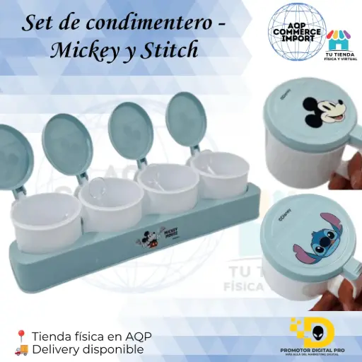 SET DE CONDIMENTEROS MICKEY Y STITCH