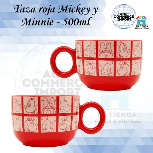 TAZA ROJA MICKEY Y MINNIE - 500ML